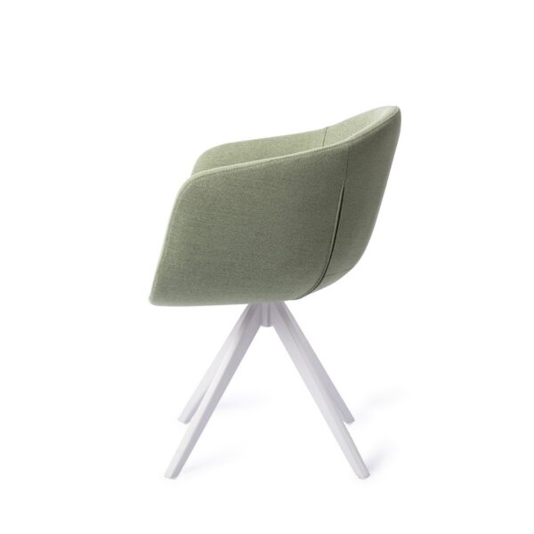 Set 2 scaune dining rotative din tesatura verde/alb Yuni - imagine 3