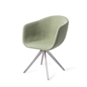 Set 2 scaune dining rotative din tesatura verde/argintiu Yuni