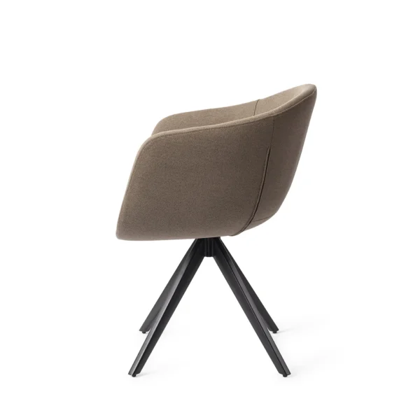 Set 2 scaune dining rotative din tesatura maro/negru Yuni - imagine 3