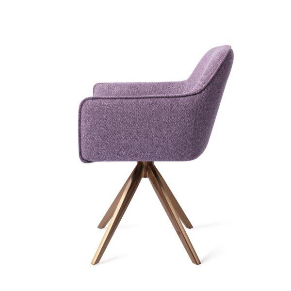 Set 2 scaune dining rotative din tesatura mov/roze Hofu - imagine 3
