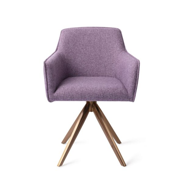 Set 2 scaune dining rotative din tesatura mov/roze Hofu
