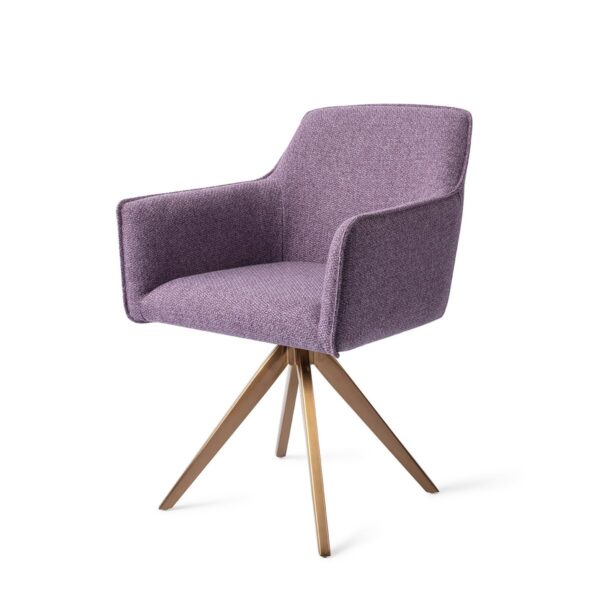Set 2 scaune dining rotative din tesatura mov/roze Hofu - imagine 2