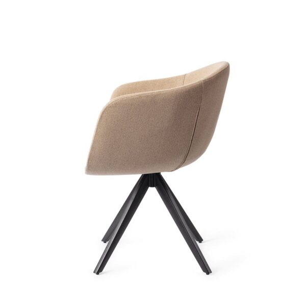 Set 2 scaune dining rotative din tesatura bej/negru Yuni - imagine 3