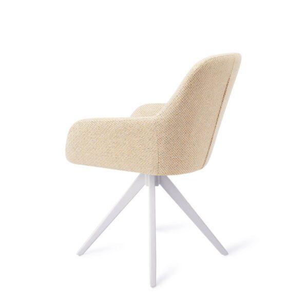 Set 2 scaune rotative dining din tesatura ivoire/alb Kushi - imagine 4
