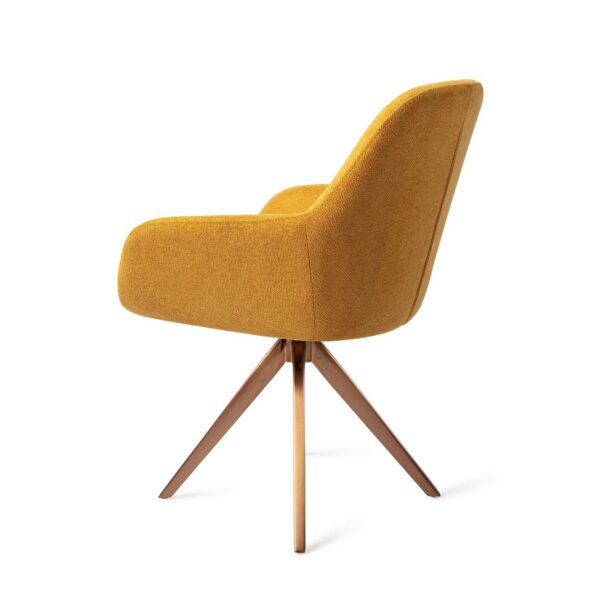 Set 2 scaune rotative dining din tesatura portocaliu/roze Kushi - imagine 3