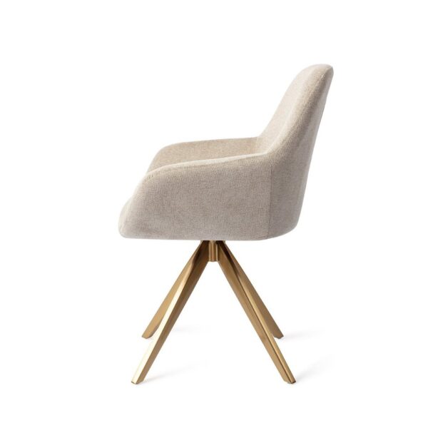 Set 2 scaune rotative dining din tesatura bej/auriu Kushi - imagine 4