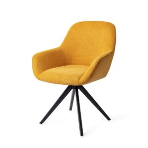 Set 2 scaune rotative dining din tesatura galben/negru Kushi