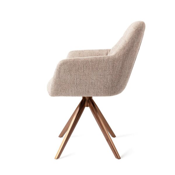 Set 2 scaune rotative dining din tesatura grej/roze Noto - imagine 3