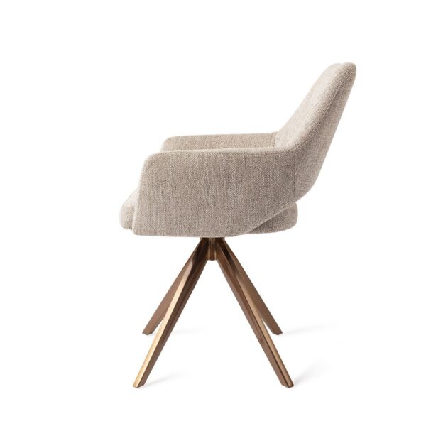Set 2 scaune rotative dining din tesatura grej/roze Yanai - imagine 4
