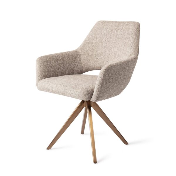 Set 2 scaune rotative dining din tesatura grej/roze Yanai - imagine 3