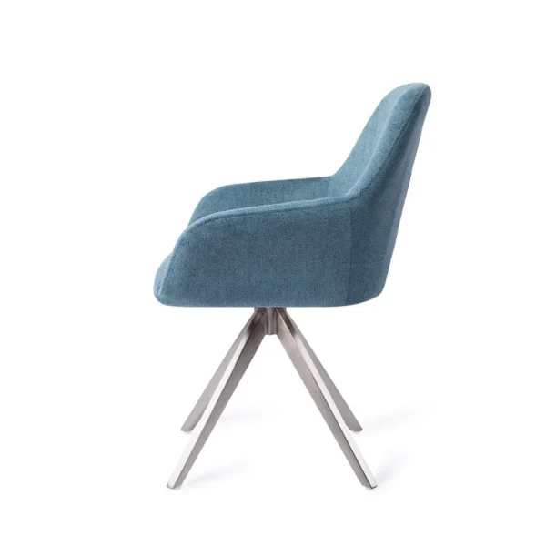 Set 2 scaune rotative dining din tesatura albastru/argintiu Kushi - imagine 4