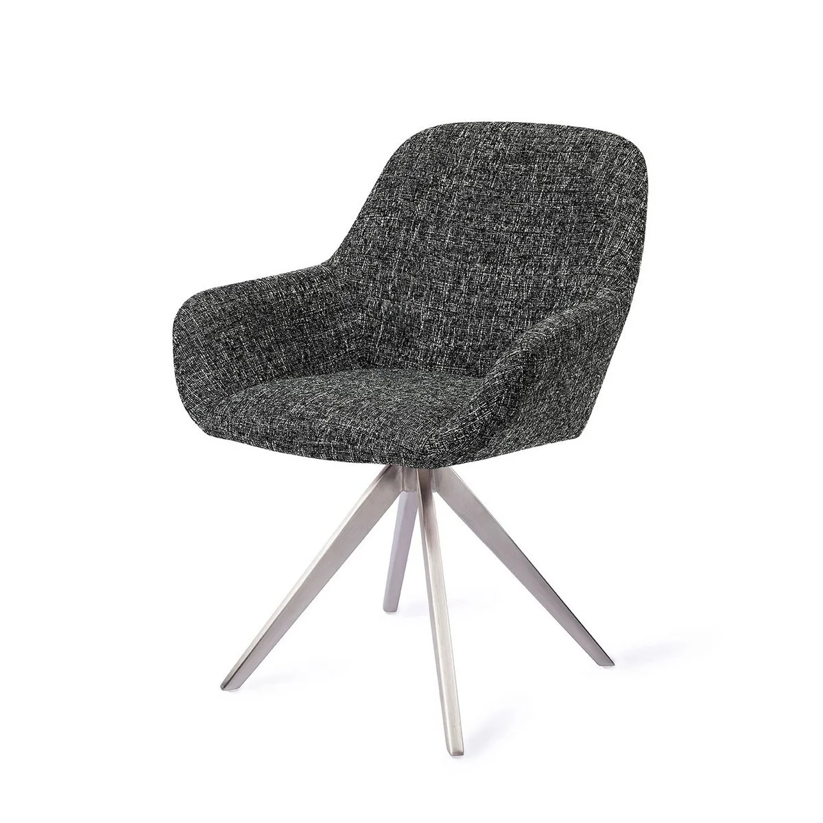 Set 2 scaune rotative dining din tesatura negru/argintiu Kushi - imagine 2