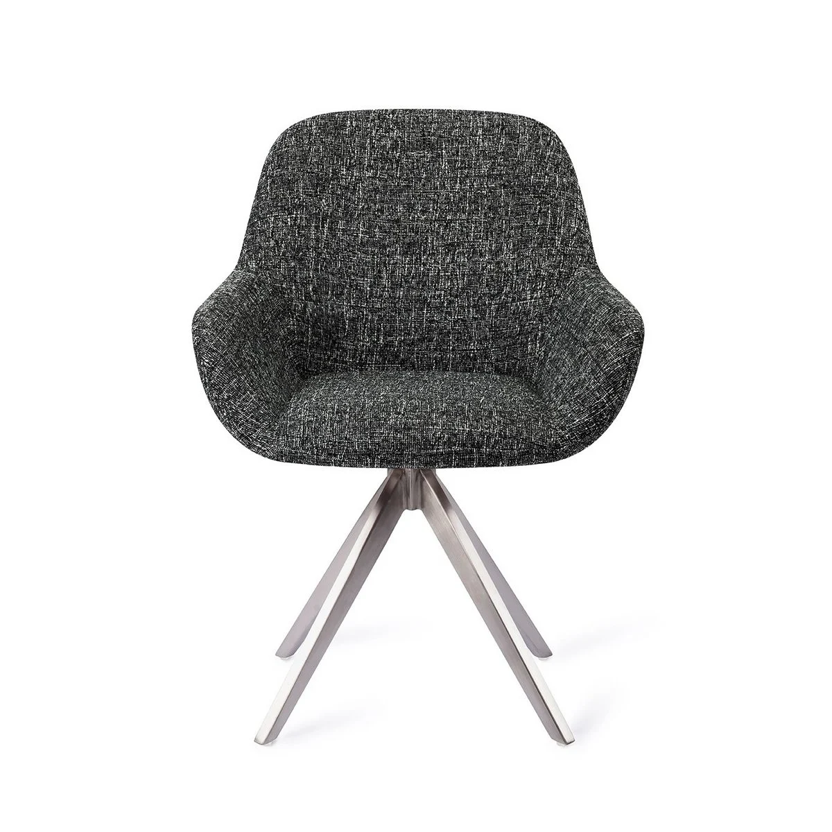 Set 2 scaune rotative dining din tesatura negru/argintiu Kushi