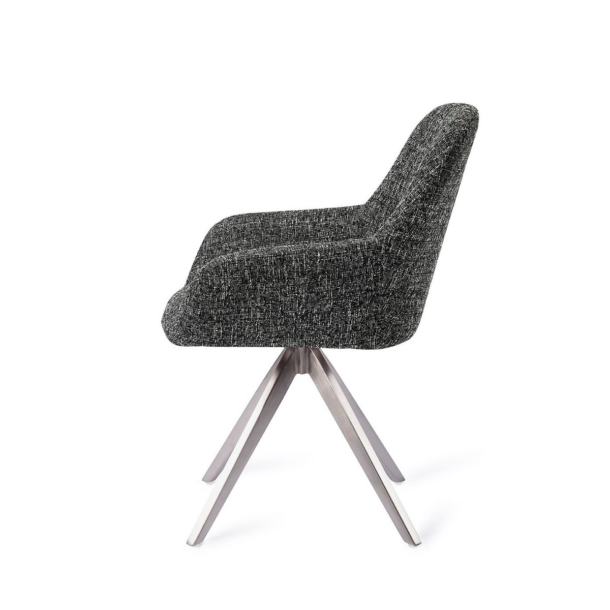 Set 2 scaune rotative dining din tesatura negru/argintiu Kushi - imagine 4