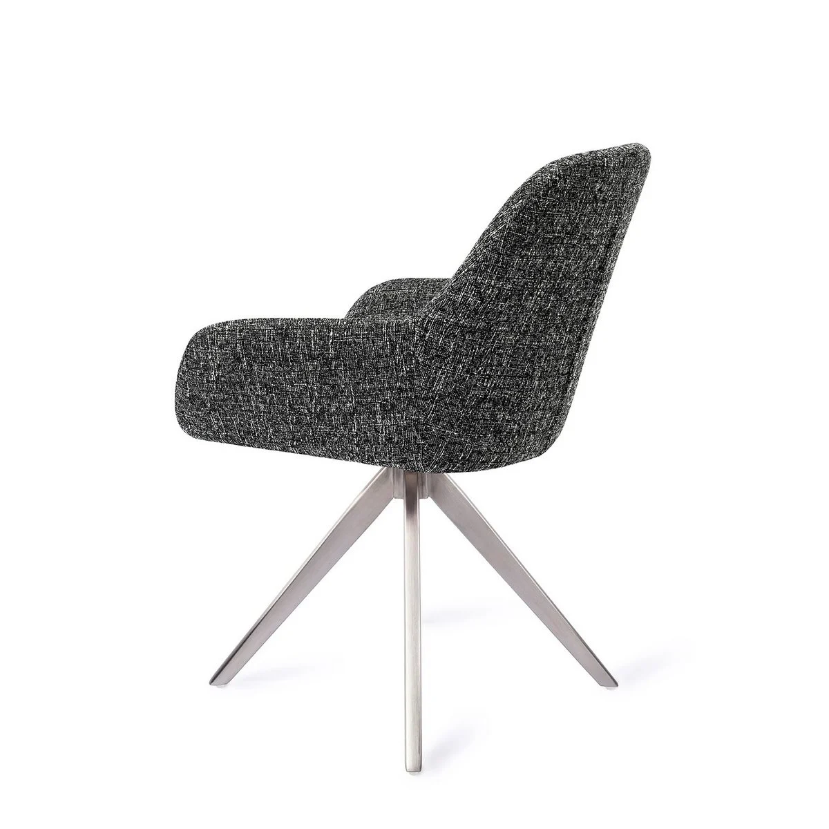 Set 2 scaune rotative dining din tesatura negru/argintiu Kushi - imagine 3