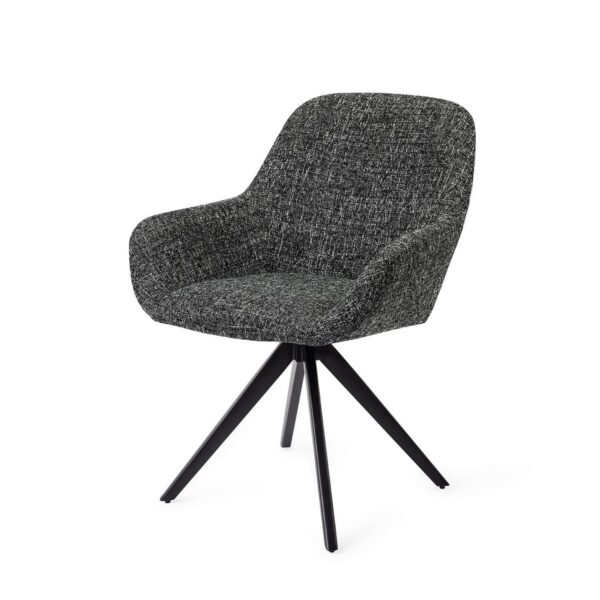 Set 2 scaune rotative dining din tesatura negru/negru Kushi - imagine 2