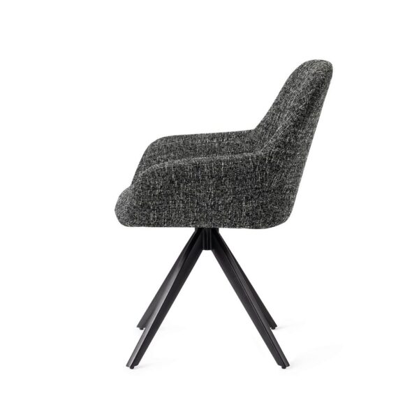Set 2 scaune rotative dining din tesatura negru/negru Kushi - imagine 3