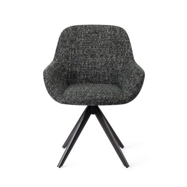 Set 2 scaune rotative dining din tesatura negru/negru Kushi