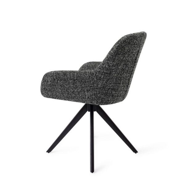 Set 2 scaune rotative dining din tesatura negru/negru Kushi - imagine 4