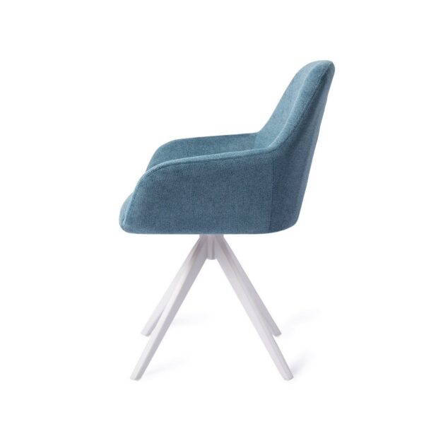 Set 2 scaune rotative dining din tesatura albastru/alb Kushi - imagine 4