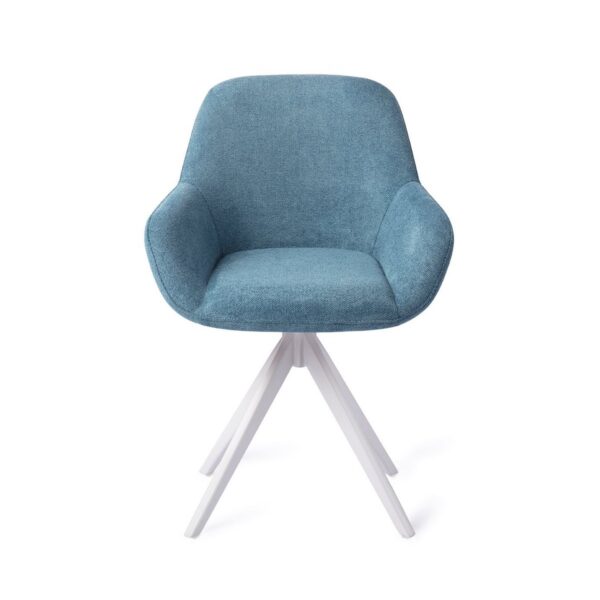 Set 2 scaune rotative dining din tesatura albastru/alb Kushi