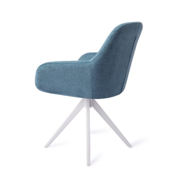 Set 2 scaune rotative dining din tesatura albastru/alb Kushi - imagine 3