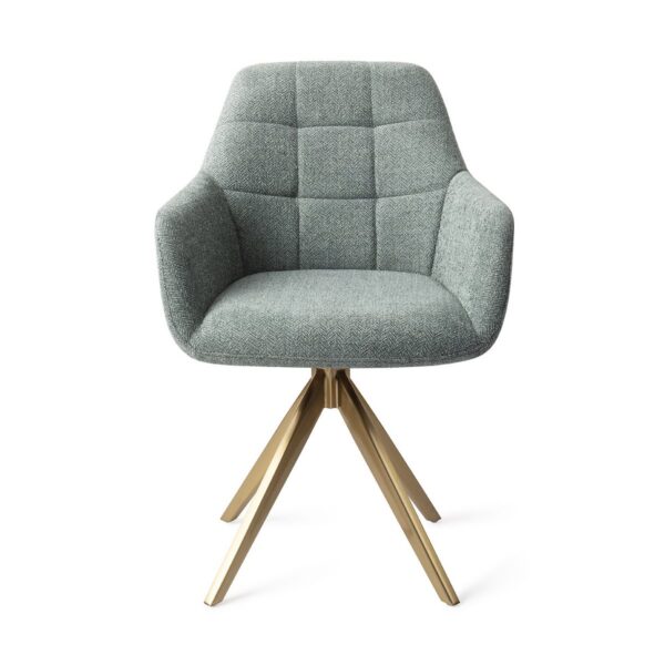 Set 2 scaune rotative dining din tesatura verde albastru/auriu Noto