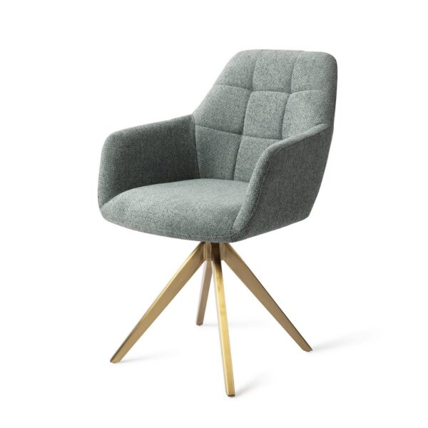 Set 2 scaune rotative dining din tesatura verde albastru/auriu Noto - imagine 2