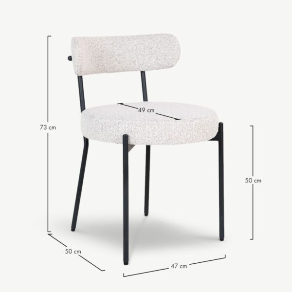 Set 2 scaune dining albe din tesatura boucle Doris - imagine 9