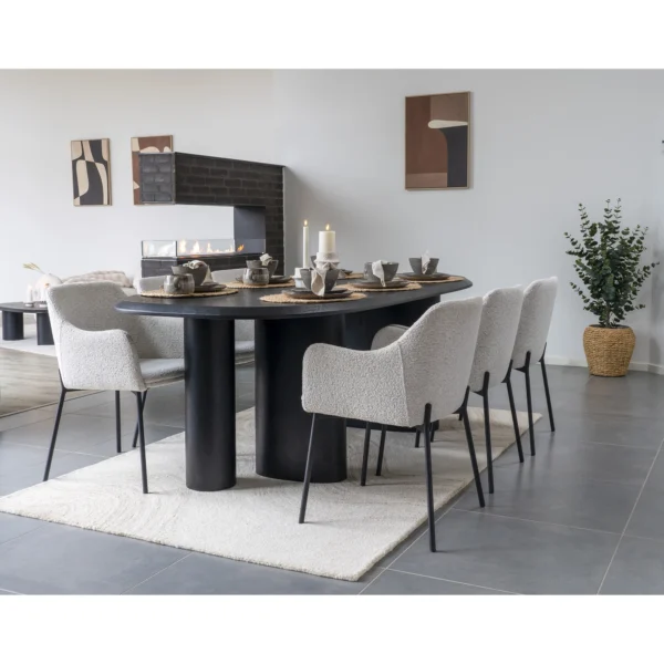 Masa dining neagra ovala din MDF Tirano - imagine 5