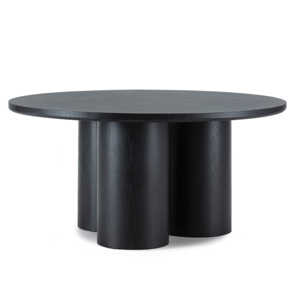 Masa dining neagra rotunda din lemn de stejar Ø160 Wish