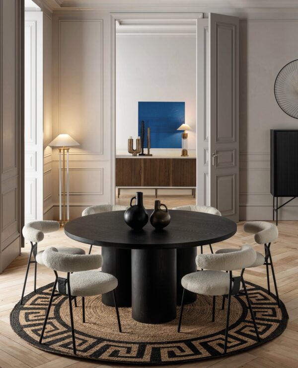 Scaun dining alb din tesatura boucle Julien - imagine 2