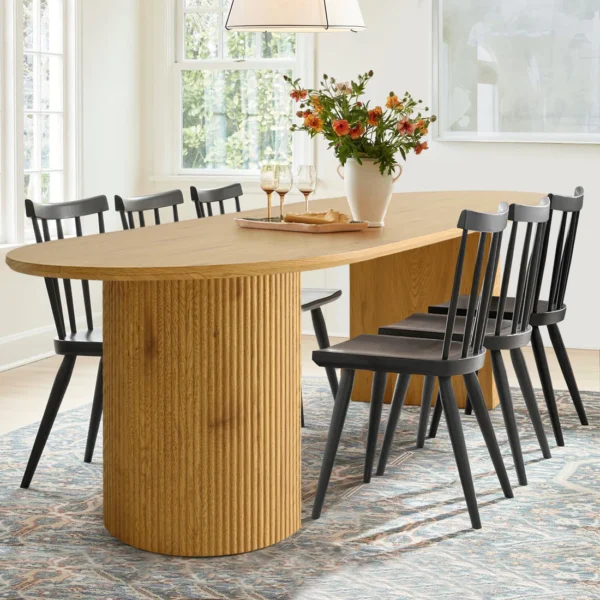 Masa dining ovala bej natur 100x210x75 Maroon - imagine 5