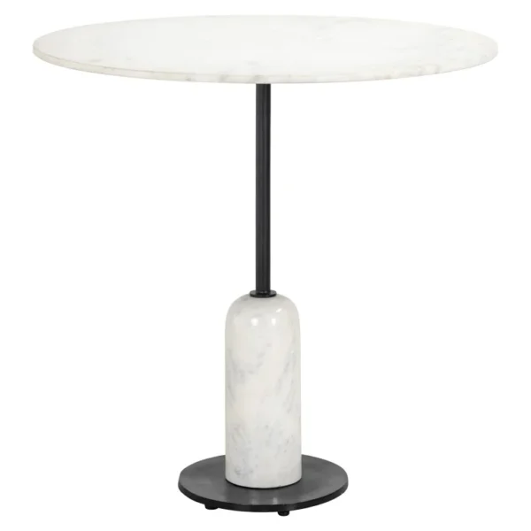Masa dining rotunda alba din fier si marmura Ø76,5 Katerina