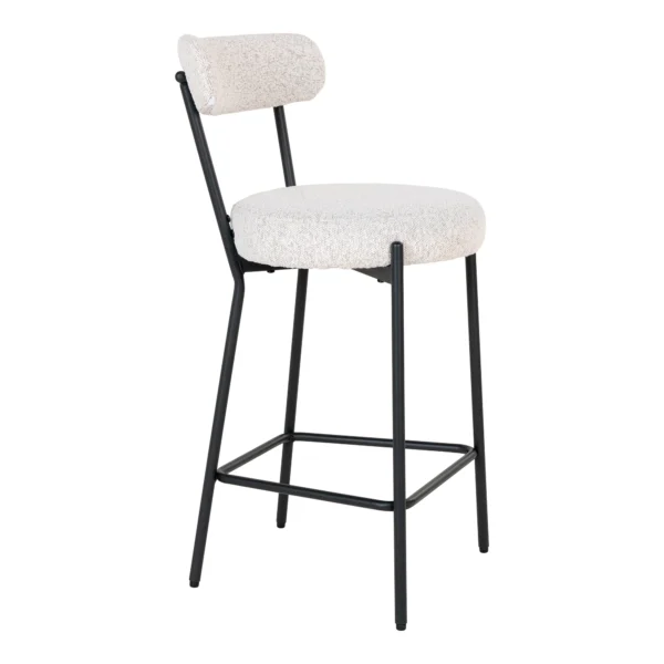 Scaun de bar alb din tesatura boucle Doris - imagine 5