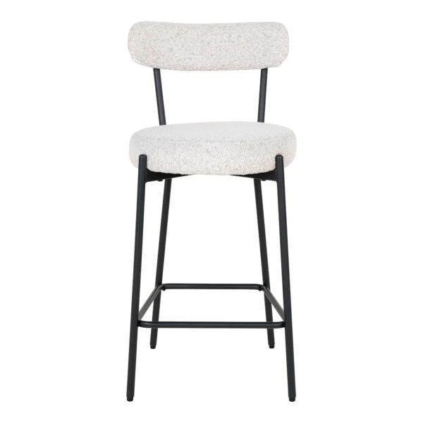 Scaun de bar alb din tesatura boucle Doris