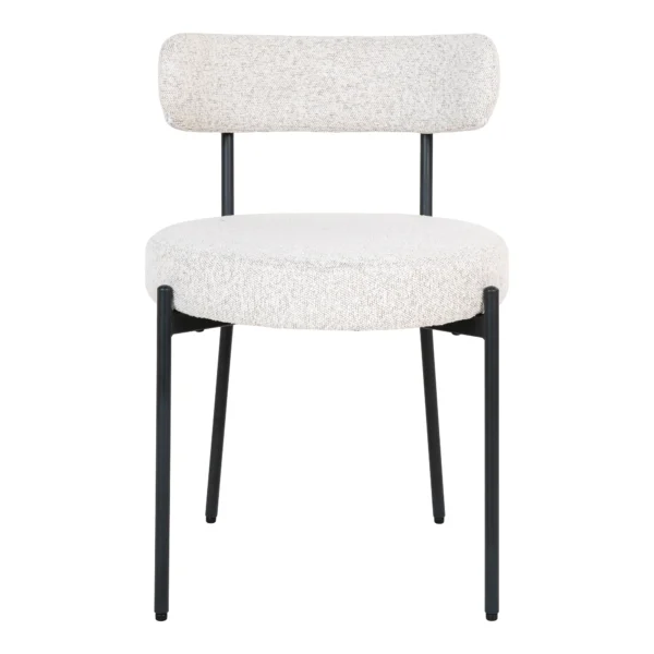 Set 2 scaune dining albe din tesatura boucle Doris