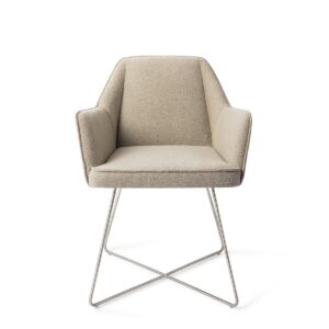 Set 2 scaune dining din tesatura bej/argintiu Tome