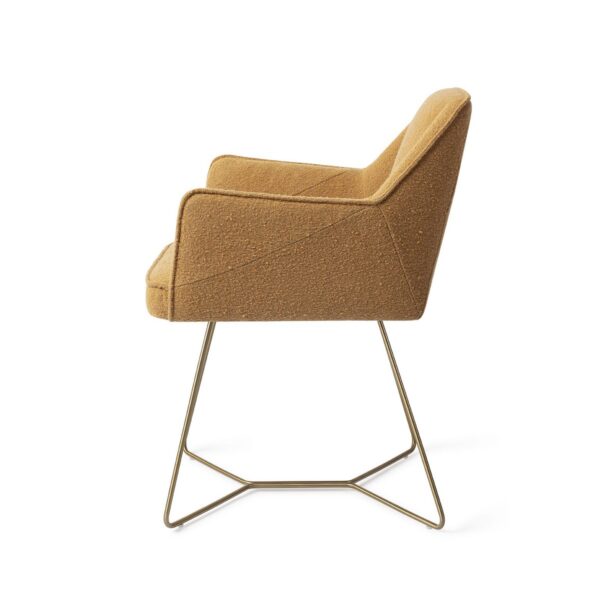 Set 2 scaune dining din tesatura mustar/auriu Tome - imagine 3