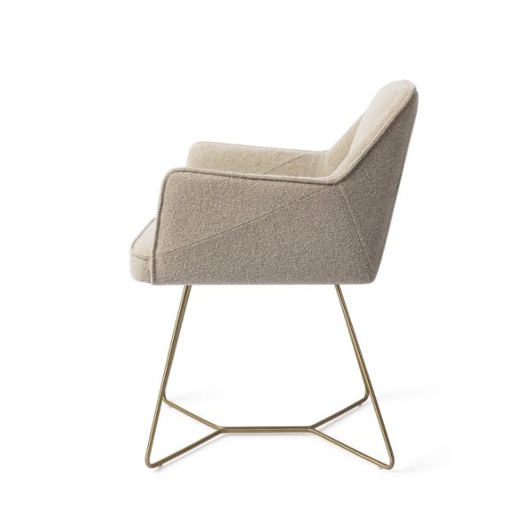 Set 2 scaune dining din tesatura bej/auriu Tome - imagine 3