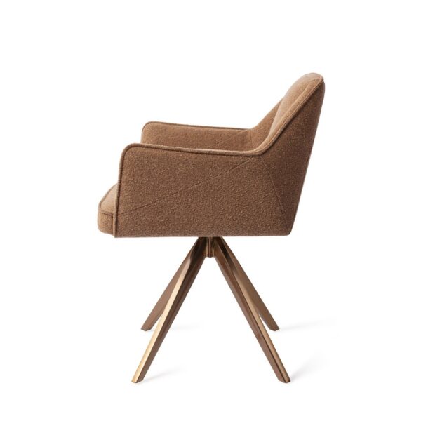 Set 2 scaune dining rotative din tesatura coniac/roze Tome - imagine 3