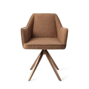 Set 2 scaune dining rotative din tesatura coniac/roze Tome