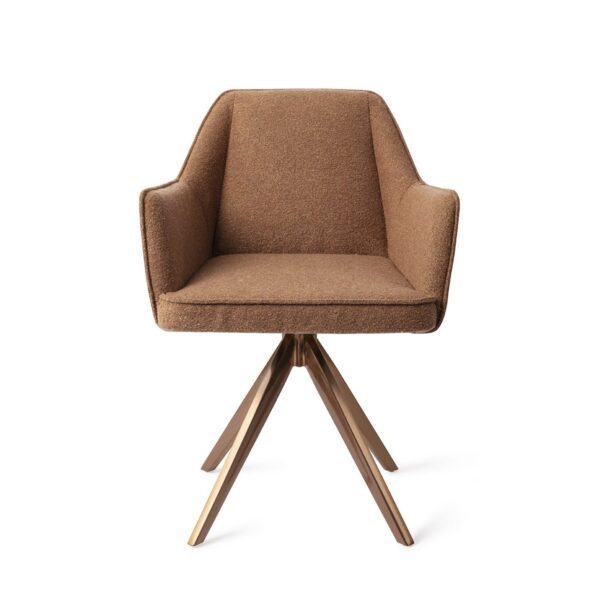 Set 2 scaune dining rotative din tesatura coniac/roze Tome