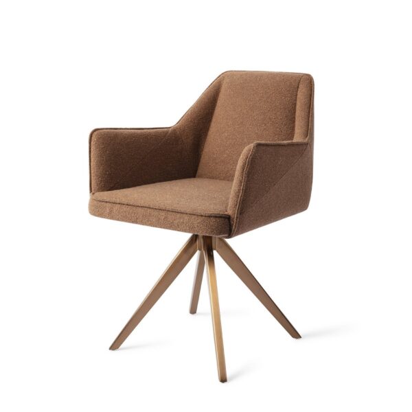 Set 2 scaune dining rotative din tesatura coniac/roze Tome - imagine 2