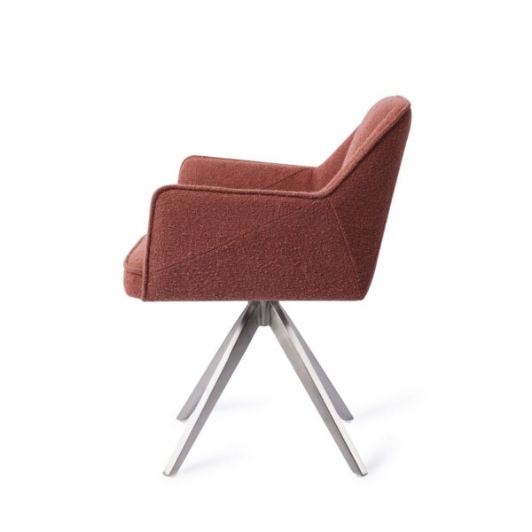 Set 2 scaune dining rotative din tesatura caramiziu/argintiu Tome - imagine 3