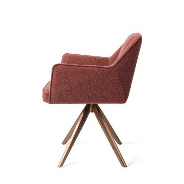 Set 2 scaune dining rotative din tesatura caramiziu/roze Tome - imagine 3