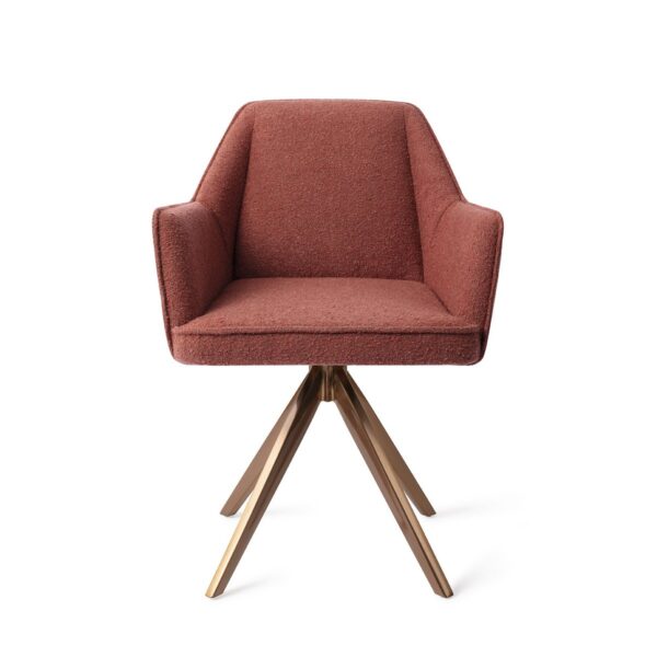 Set 2 scaune dining rotative din tesatura caramiziu/roze Tome