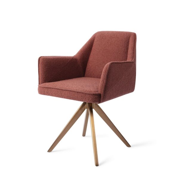 Set 2 scaune dining rotative din tesatura caramiziu/roze Tome - imagine 2