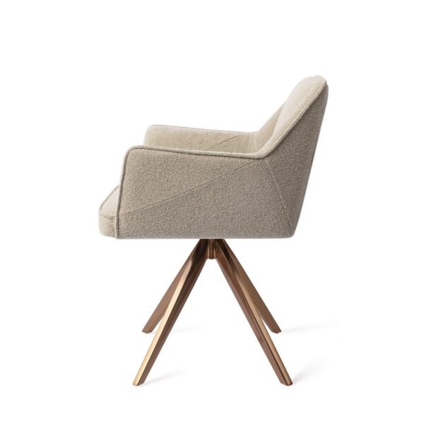 Set 2 scaune dining rotative din tesatura bej/roze Tome - imagine 3