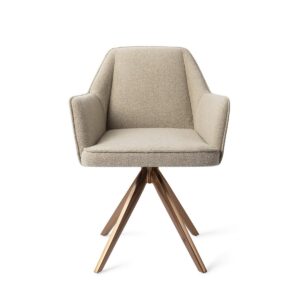 Set 2 scaune dining rotative din tesatura bej/roze Tome